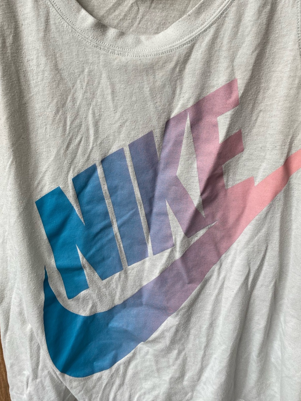 Nike Blue Tank with Blue-to-Pink Gradient Logo